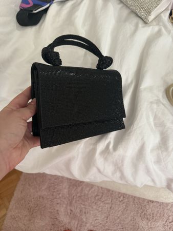 Sac pochette noir avec strass de petite taille « ZARA »